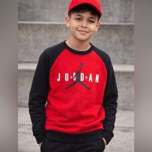 Jordan Youth Large Sweatshirt Red Black Jumpman Boys 12-13Y Excellent .🏀